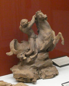 Man holding struggling horse
