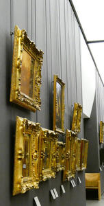 side view of frames showing wires for hanging