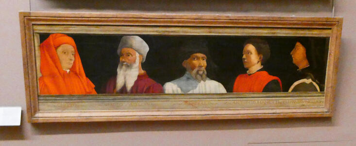 painting of five medieval personages