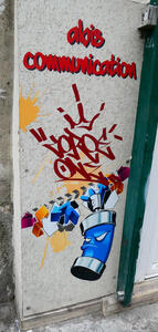 Logo for abis communication; an angry-looking can of spray paint