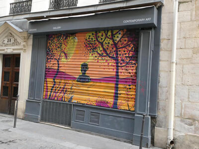 landscape on rollup steel door