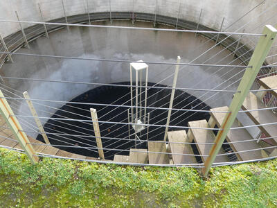 deep hole with staircase down