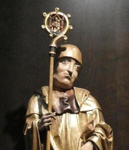 man with shepherds staff cu