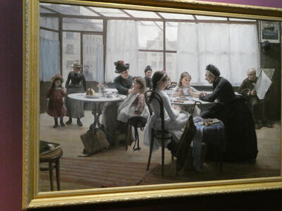 women and girls in restaurant