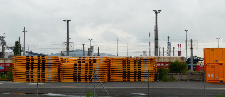 piles of yellow industrial goods