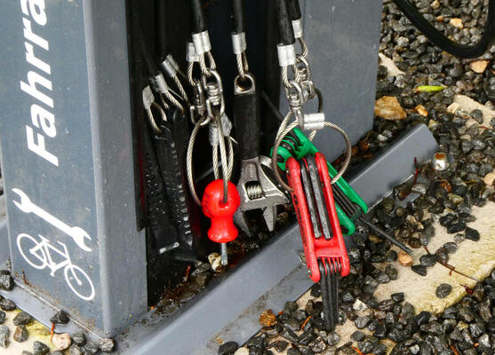 tools at bicycle repair station