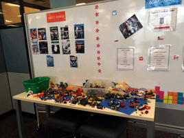Table with toys and games