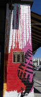 Streaks of paint on building for Wally Heider's Studio Three
