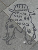 Stenciled painting: Seekig applause your digital mirage