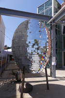egg-shaped steam room with mirrored tiles