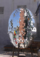 Mirrored egg-shaped steam room (showing different reflection)