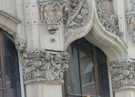 Various relief work on pillars of building