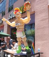 “Shirtless guy” balloon sculpture at Subway