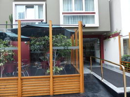 Front view of hotel showing entranceway