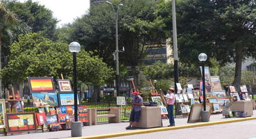 Artists displaying paintings