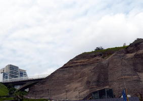 View from sea up to cliffs