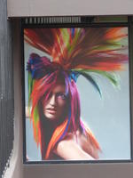 Woman with multicolored 
hair style