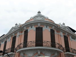 Pink building with rounded corner