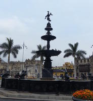 Fountain with winged female figure atop