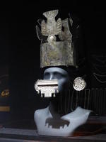 Silver headdress, nose ornament, and ear rings