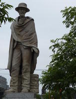 Statue of bearded man in Peruvian garb