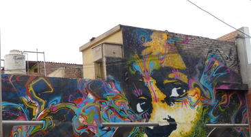 Wall art; upper half of face