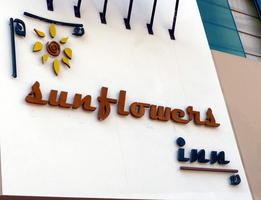 Lgoo with stylized sunflower