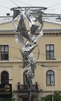 Sculpture: Twisted pieces of metal in an inverted cone configuration