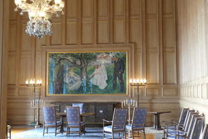 Edvard Munch painting in a large conference room in Rådhuset.