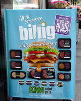 Word “billig” with knife and fork for the two Ls.