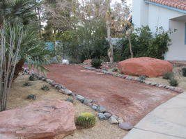 Dirt path lined with stones