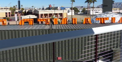 View from top floor of container park.