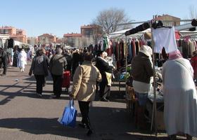 Crowd at outdoor flea market