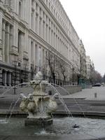 Fountain in foreground, govt. building in background