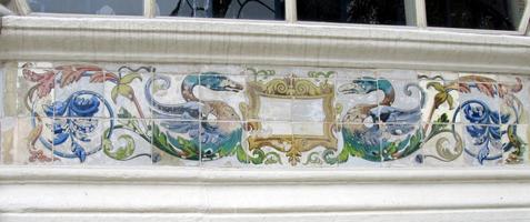 Tilework of ducks with blue heads and wings