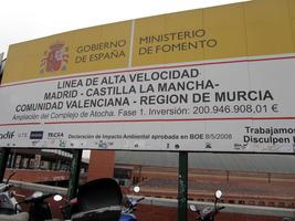 Sign giving details of a high speed rail line