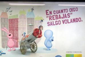 Woman preparing to be shot out of a cannon by a cartoon rabbit