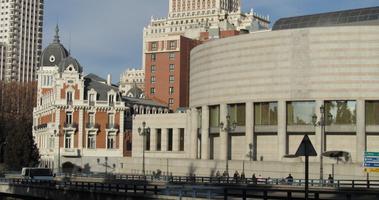 Modern Spanish Senate building at right, older building at left