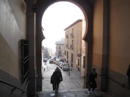 Downhill view through archway
