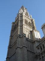 Steep upward view of cathedral tower