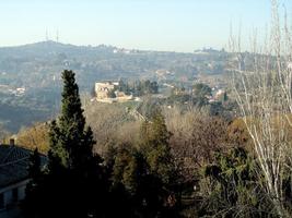 View of surrounding countryside from high point in Toledo; old house in center