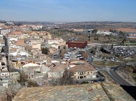 View of city houses from top of hill