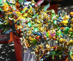 multi-coloured whirligigs