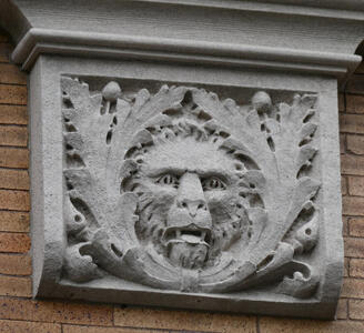 Relief carving of a lion