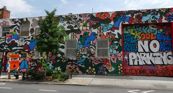 Wall painting of multi-colored flowers