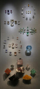Green, purple, blue, yellow and clear polished fluorite gems
