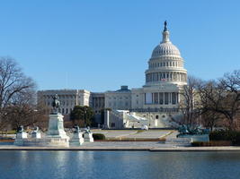 Inauguration stand being set up in front of Capitol