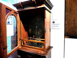 Large music box with disc that has steel pins