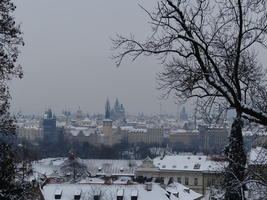 View of city from halfway up Petřín Hill