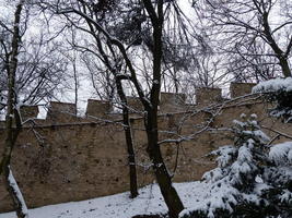 Wall at top of Petřín Hill